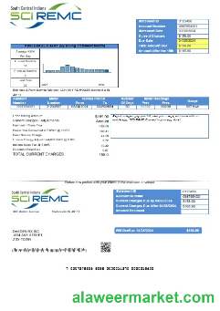 USA Indiana SCI REMC business utility bill template in Word and PDF formats